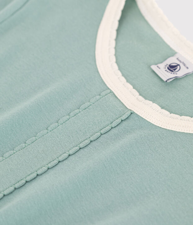 Children's short-sleeved plain cotton dress green