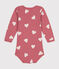 Babies' long-sleeved cotton body ROSEWOOD pink/MARSHMALLOW