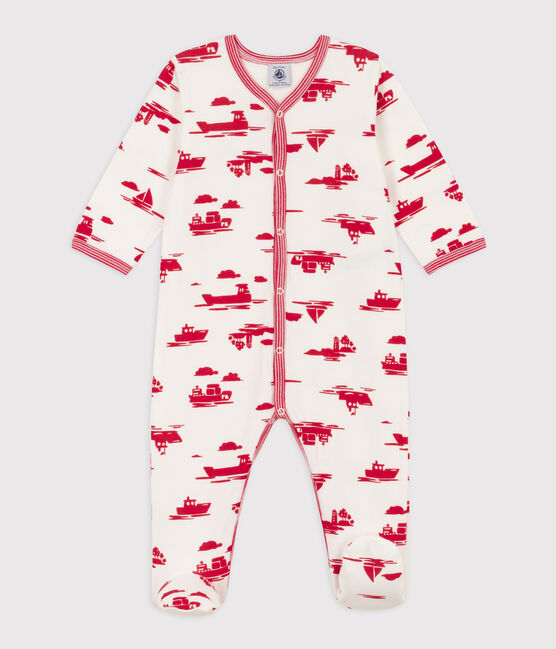 Printed Tube Knit Sleepsuit MARSHMALLOW white/PEPS red