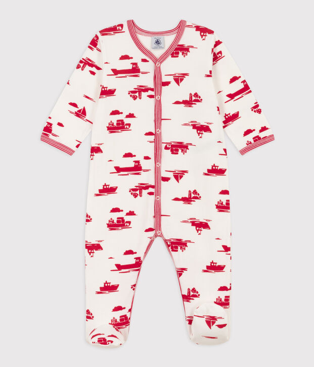 Printed Tube Knit Sleepsuit white/red