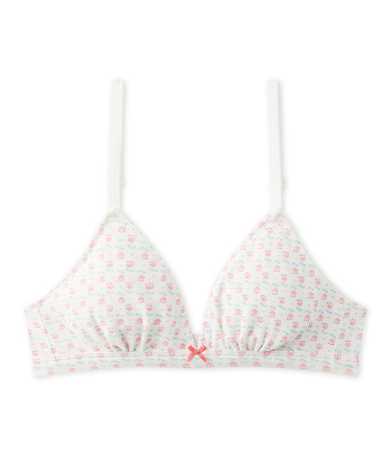 Girl's triangular print bra LAIT white/MULTICO white