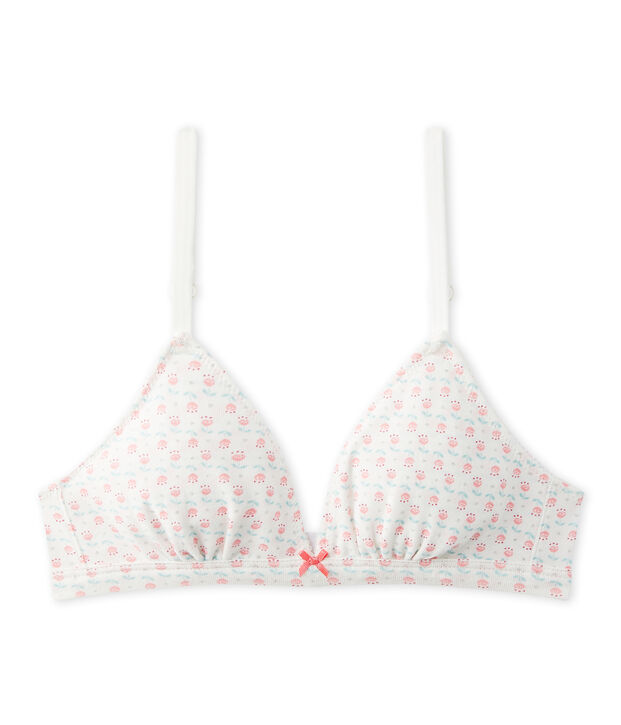 Girl's triangular print bra white/multicolor