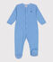 Babies' stripy cotton pyjama suit DELPHINIUM /MARSHMALLOW