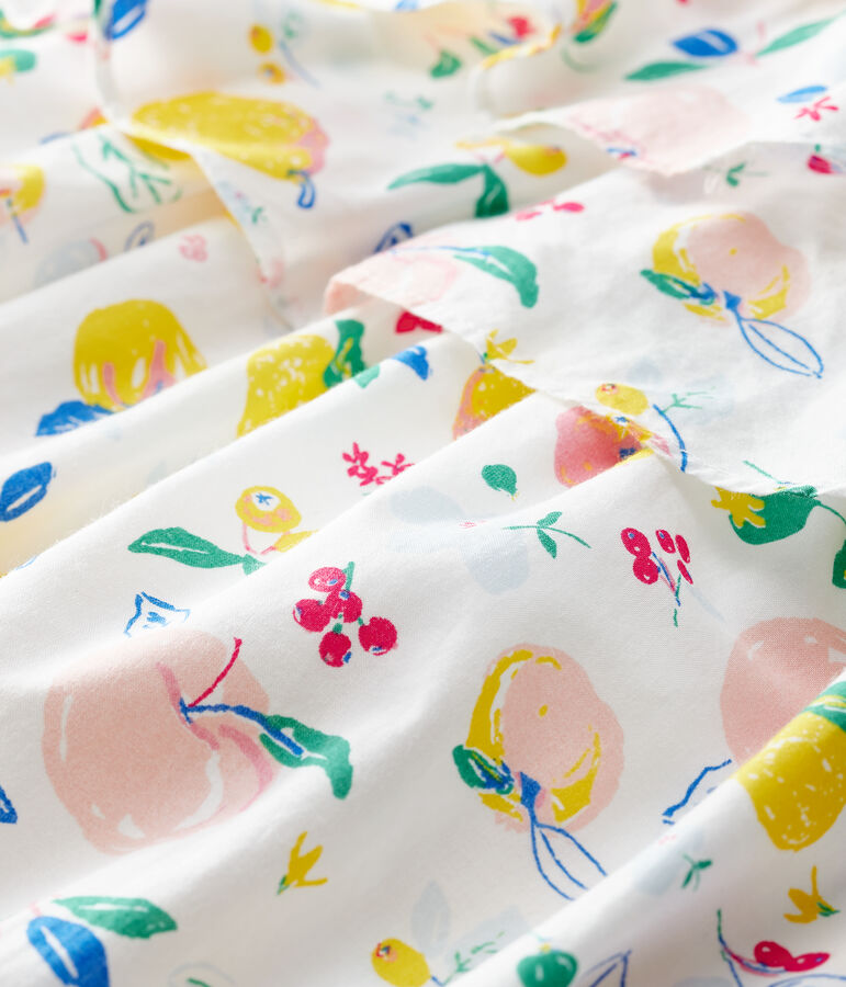 Baby Girls' Short-Sleeved Poplin Dress MARSHMALLOW white/MULTICO white