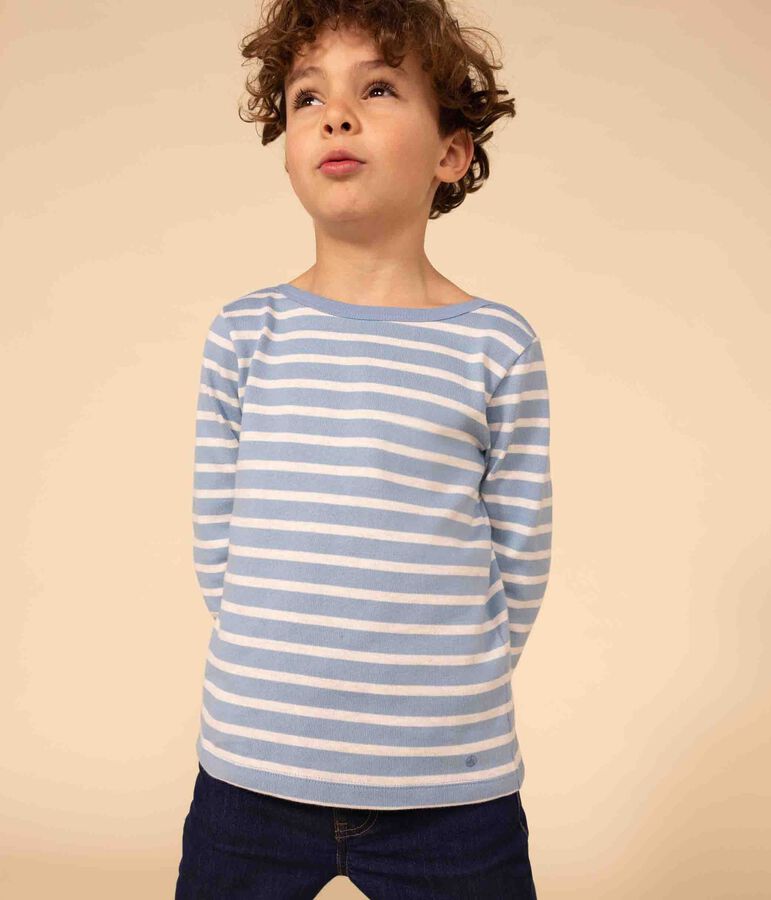 Children's unisex iconic Breton top blue/beige