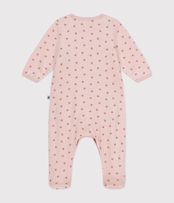 Babies' mini heart print velour bodyjamas SALINE pink/ROSEWOOD
