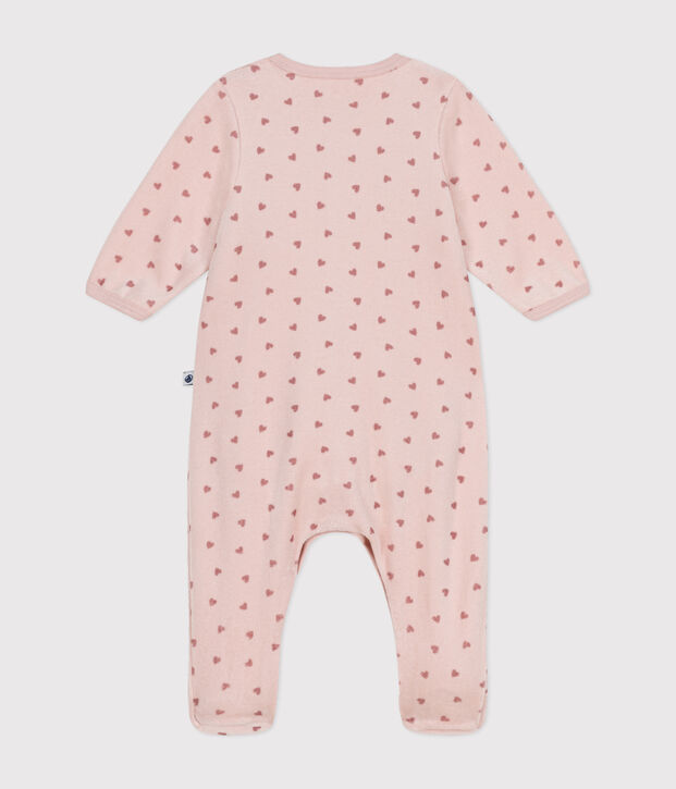 Babies' mini heart print velour bodyjamas pink/pink