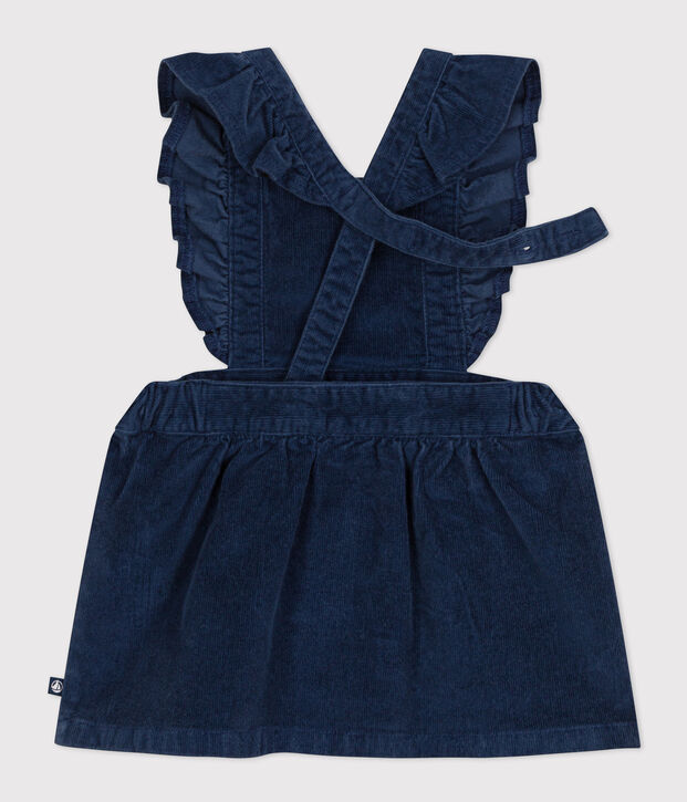 Babies' sleeveless velour dress blue