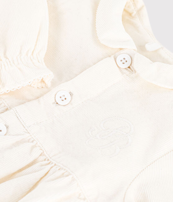 Babies' special occasion playsuit in embroidered corduroy MILK Ecru