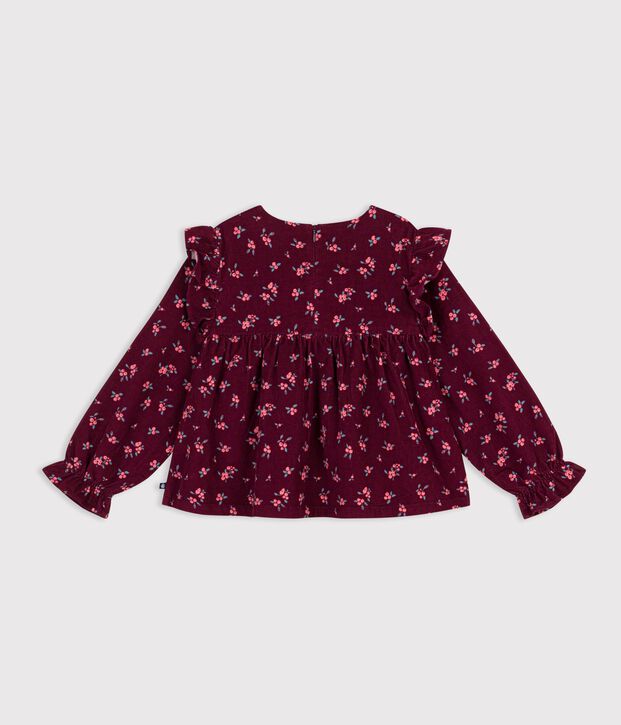 Children's long-sleeved printed cotton blouse red/multicolor