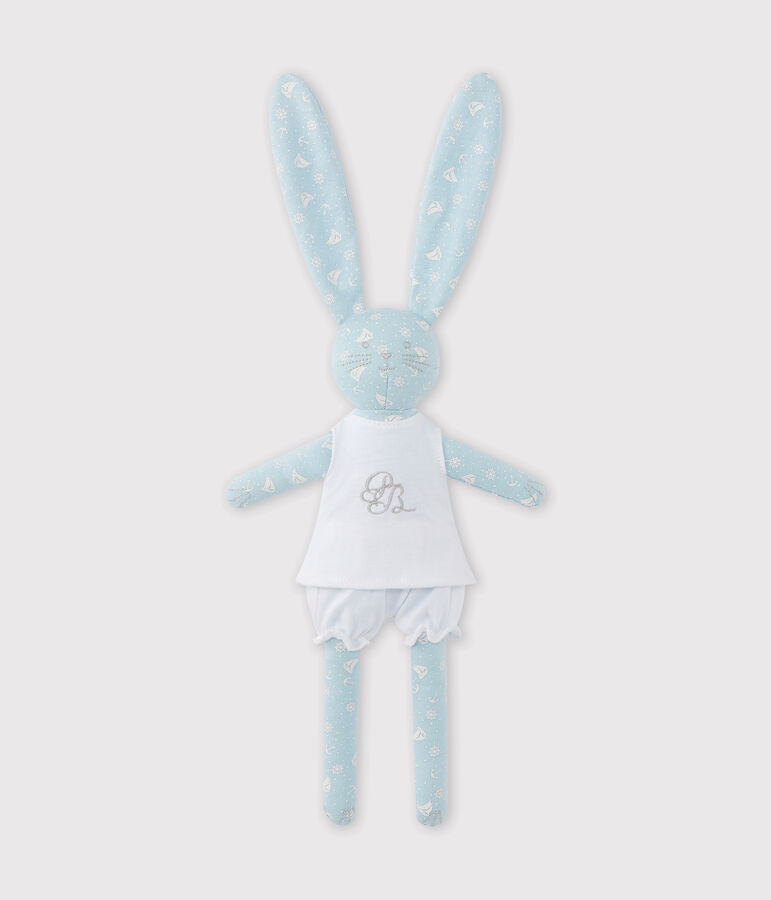 Printed rabbit comfort object blue/white