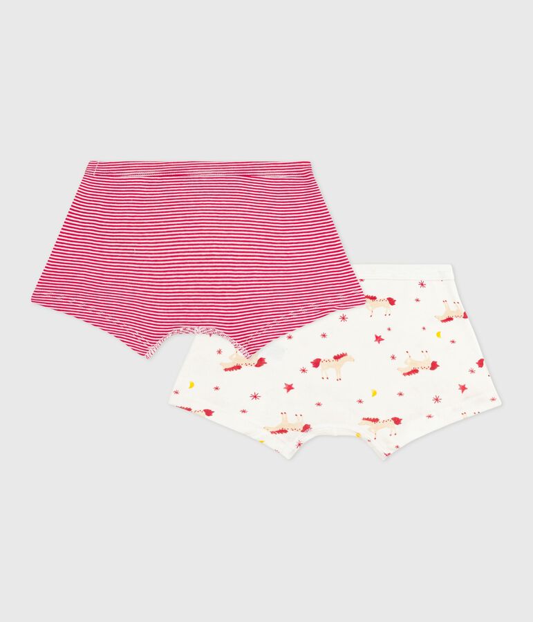 Pack of children's horse-print cotton boxers with covered waistbands multicolor