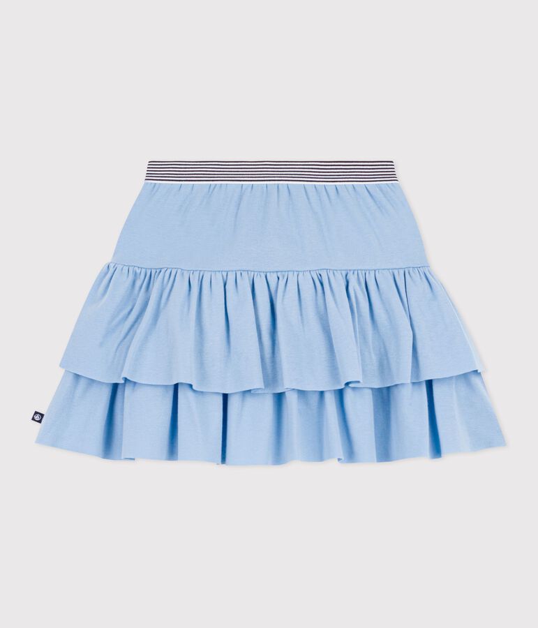 Children's short plain cotton skirt blue