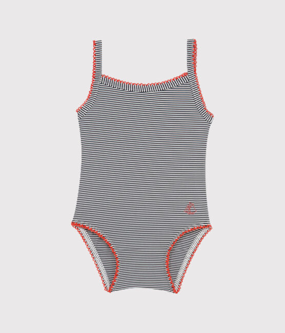 Baby Girls' Pinstriped One-Piece Swimsuit ABYSSE blue/LAIT white