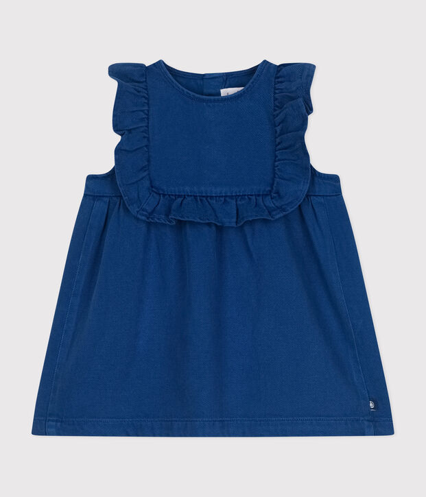 Babies' cotton/lyocell sleeveless dress blue