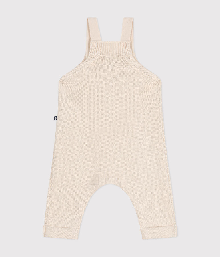 Babies' dungarees knitted in wool and cotton Ecru