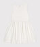 Girls' Sleeveless Textured Cotton Dress MARSHMALLOW white