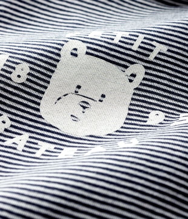 Baby's long-sleeved roll-neck bodysuit blue/white