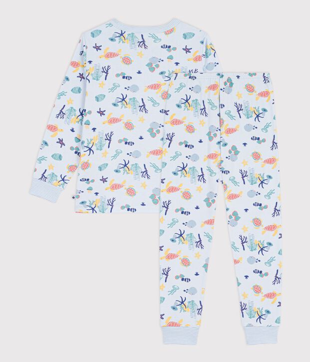 Children's glow-in-the-dark printed cotton pyjamas blue/multicolor