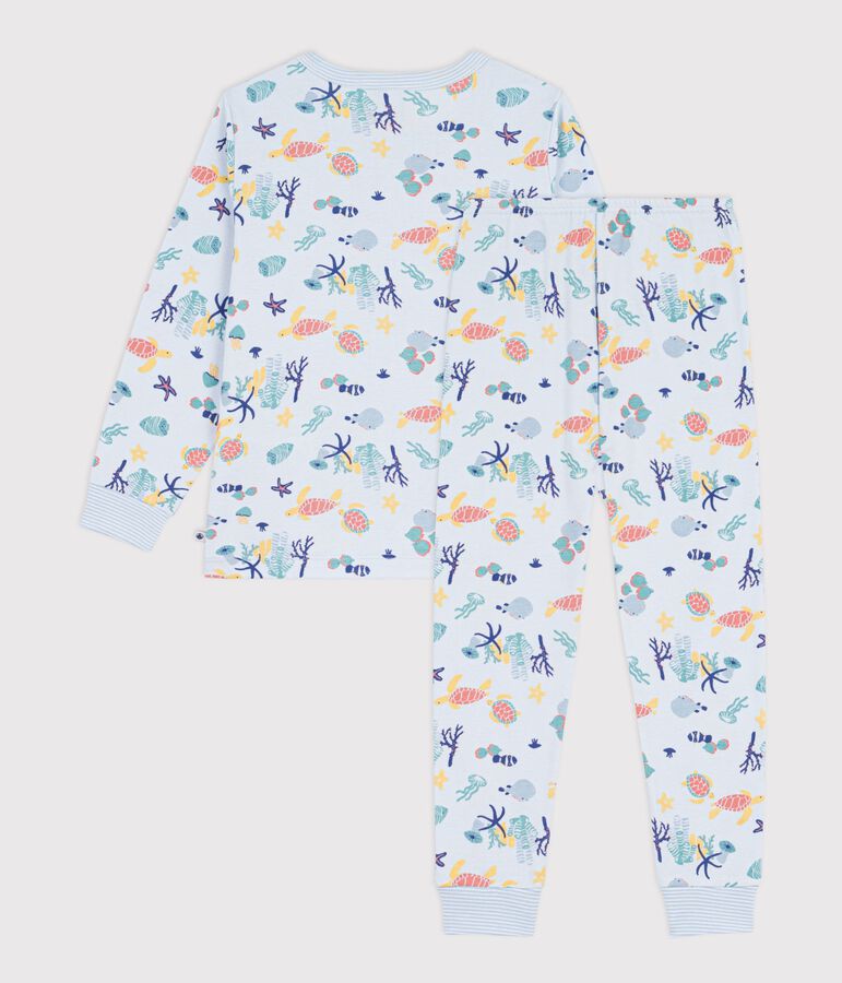 Children's glow-in-the-dark printed cotton pyjamas blue/multicolor
