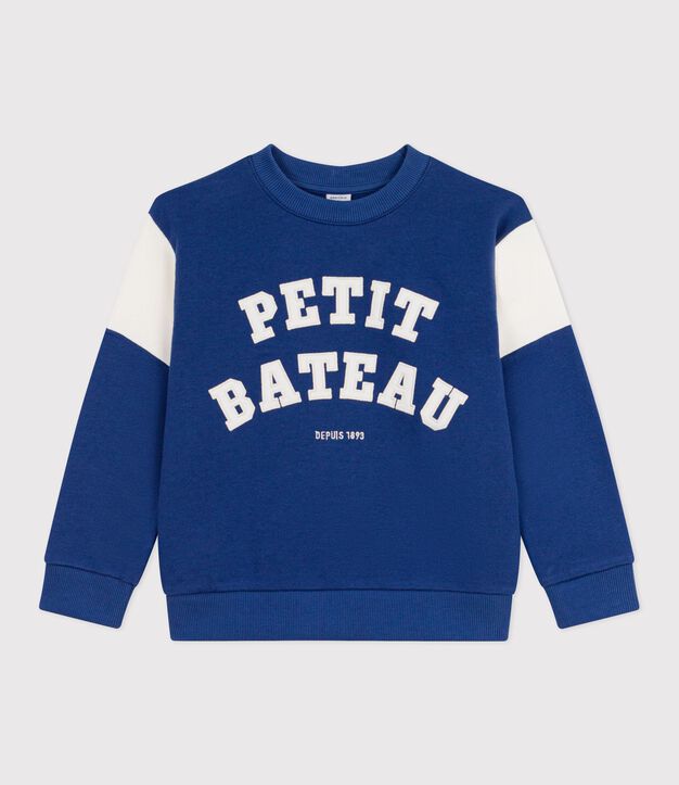 Children's cotton sweatshirt blue/ecru