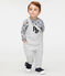 Baby Boys' Long Dungarees in Velour Knit BELUGA CHINE grey
