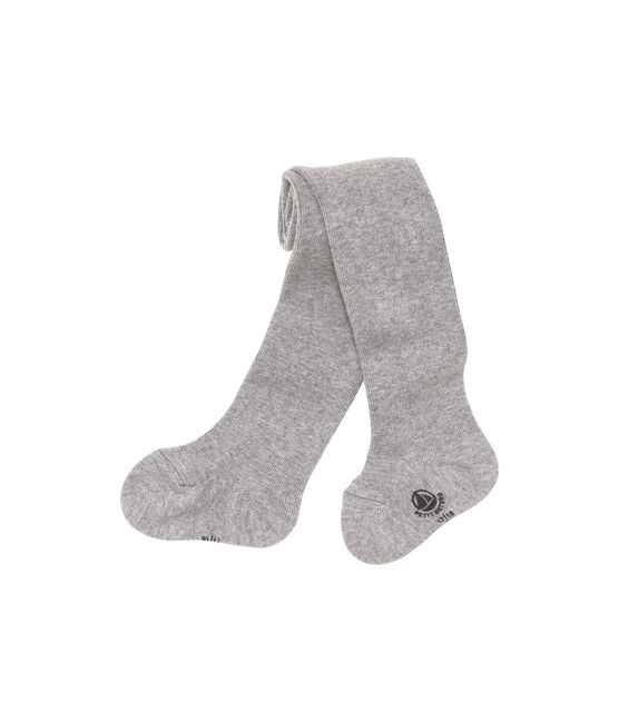 Girls' flecked plain tights SUBWAY CHINE grey