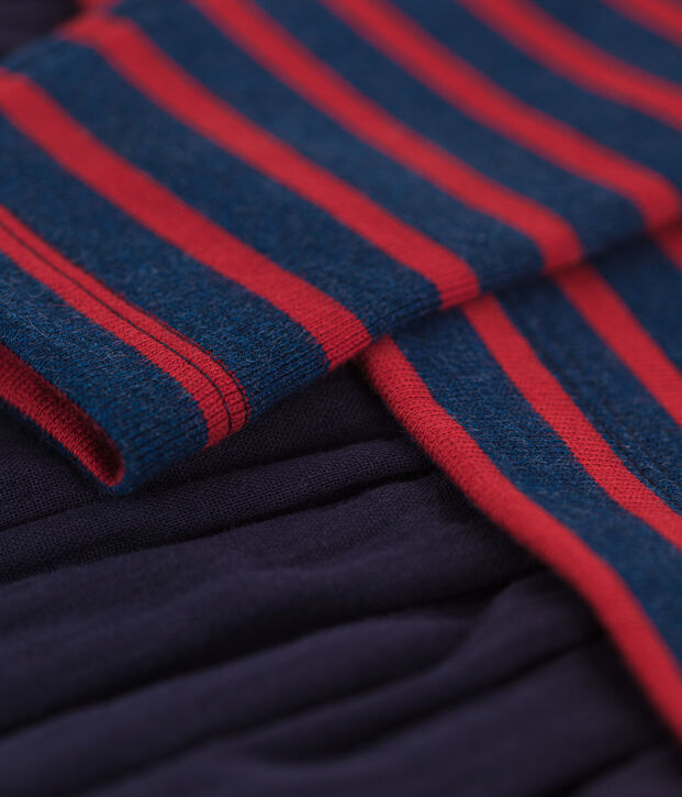 Girls' Thick Cotton and Cotton Gauze Stripy Dress blue/red
