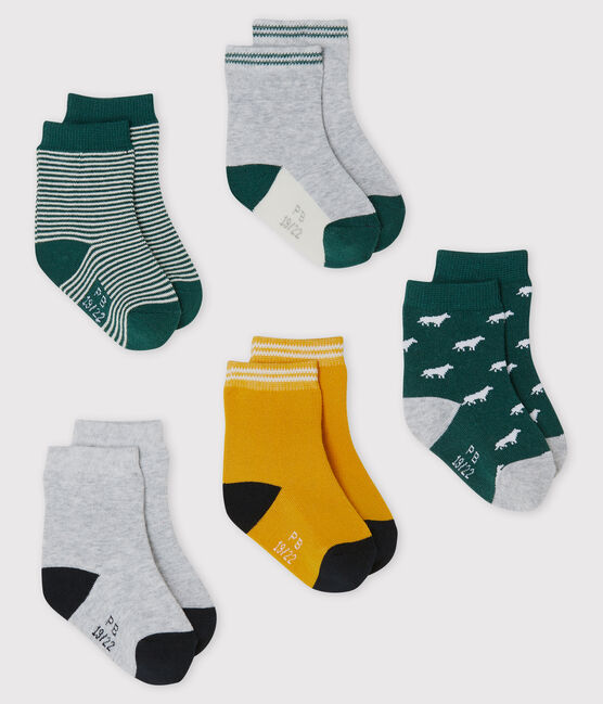 Baby Boys' Socks - 5-Piece Set SOUSBOIS green/MULTICO white