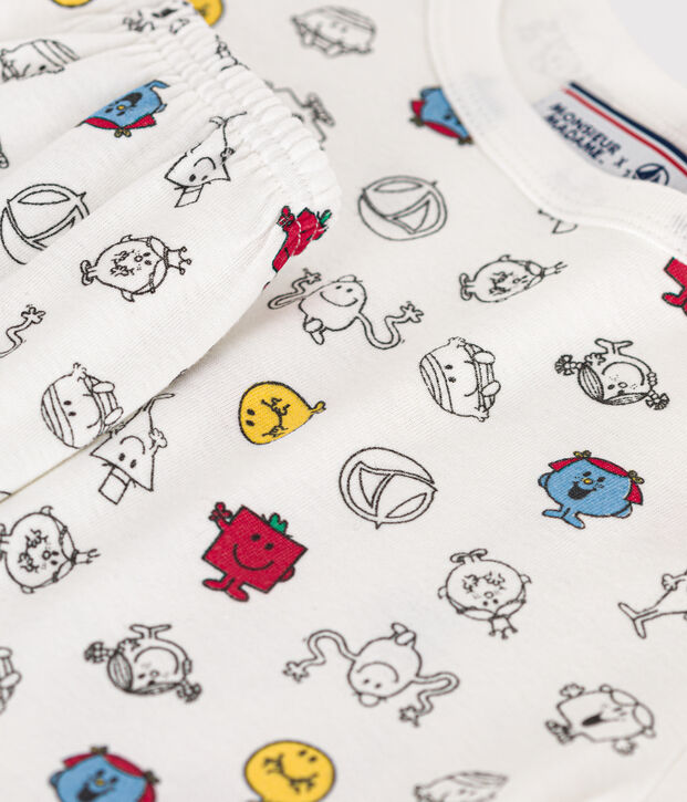Children's Mr. Men and Little Miss short cotton pyjamas white/multicolor