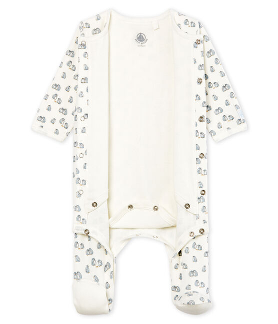 Baby Boys' Velour Bodyjama MARSHMALLOW white/MULTICO white