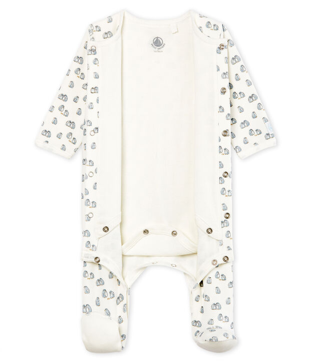 Baby Boys' Velour Bodyjama white/multicolor