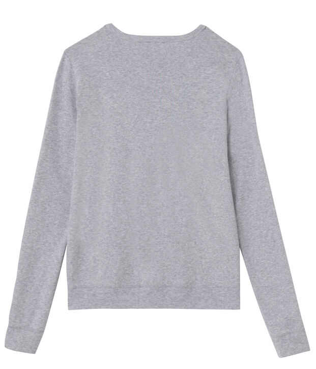 Women's long-sleeved V-neck striped tee Fumee Chine grey