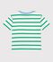 Children's short-sleeved stripy cotton T-shirt MARSHMALLOW white/PRADO