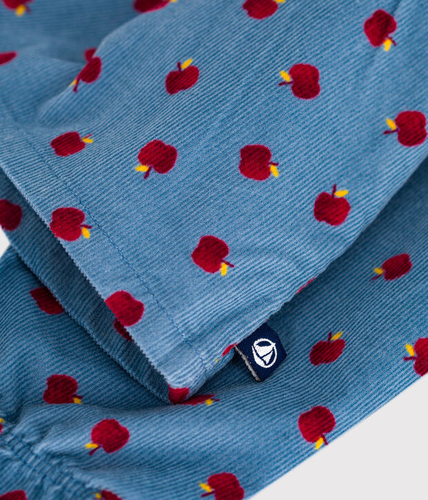 Babies' long-sleeved apple-print corduroy blouse blue/multicolor