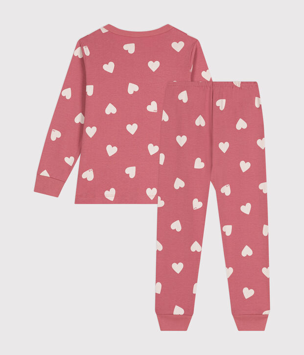 Children's heart print cotton pyjamas pink/white