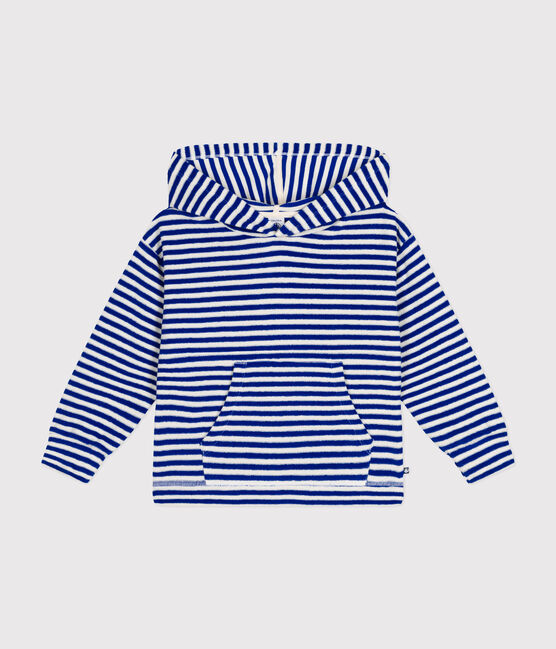 Children's Stripy Terry Hoodie SURF blue/AVALANCHE