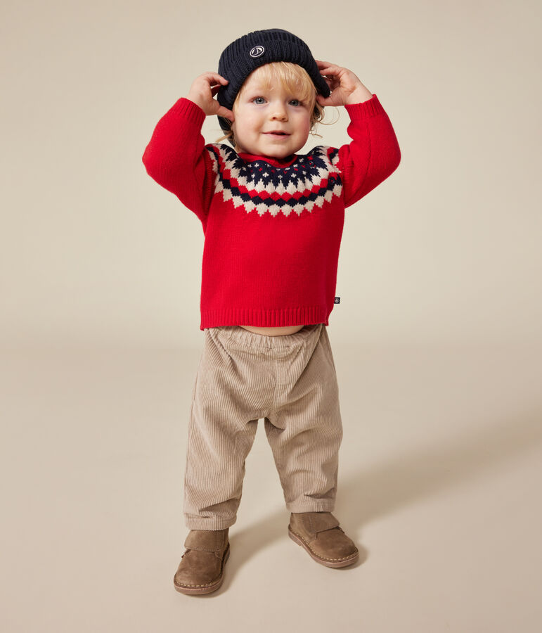 Babies' knitted jumper containing wool red/multicolor