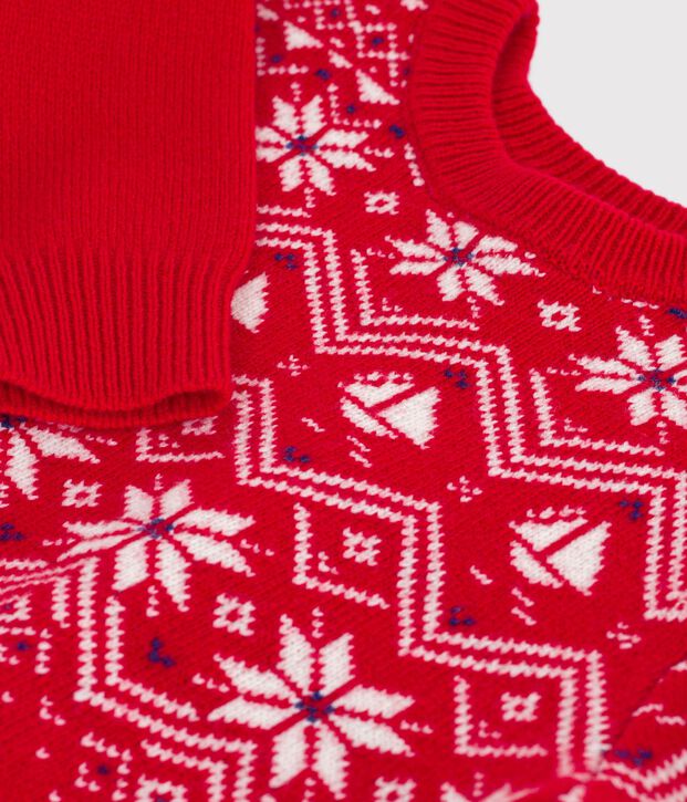 Children's wool and cotton jacquard jumper red/multicolor