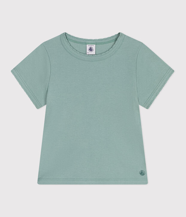 Children's plain short-sleeved cotton T-shirt green