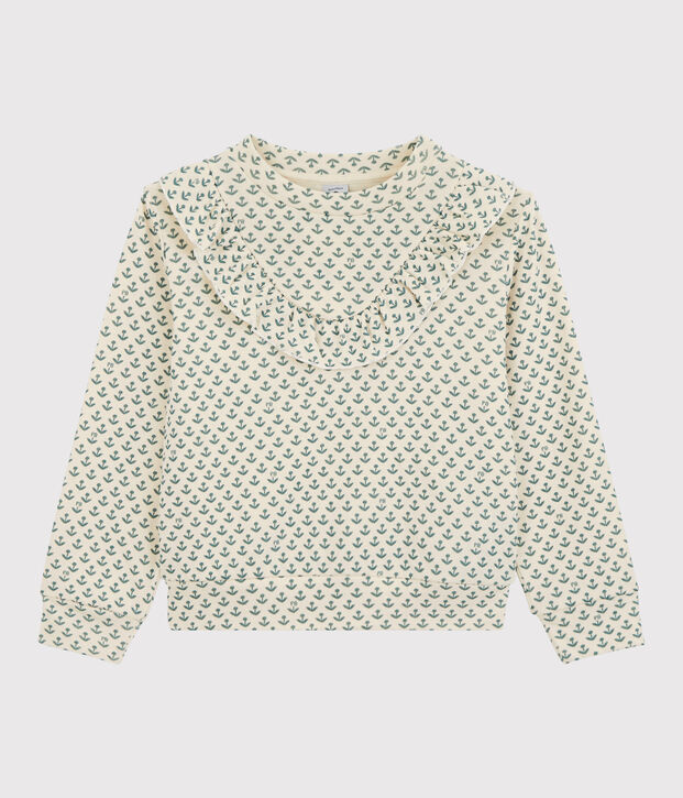 Girls' Tube Knit Sweatshirt Ecru/green