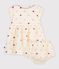 Babies' short-sleeved cotton dress printed with hearts. Ecru/multicolor