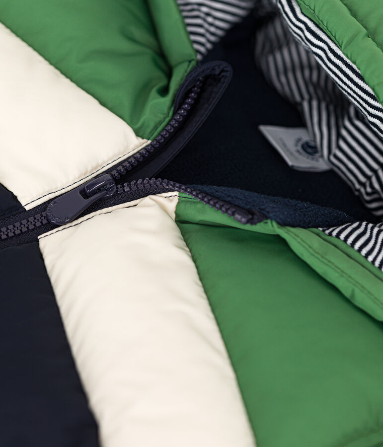 Babies' colourblock hooded puffer jacket green/multicolor