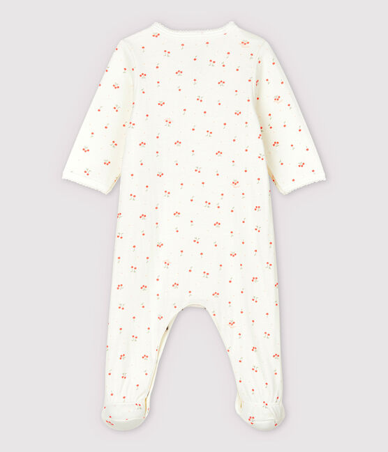 Babies' Cherry Pattern Organic Cotton Tube Knit Bodyjama MARSHMALLOW white/MULTICO white