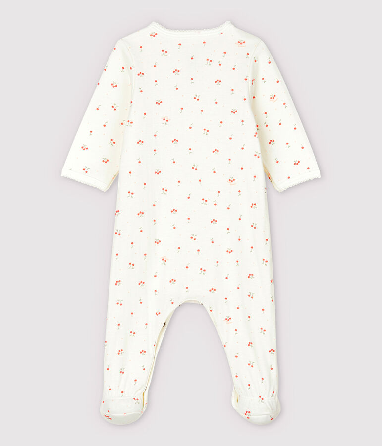 Babies' Cherry Pattern Organic Cotton Tube Knit Bodyjama white/multicolor