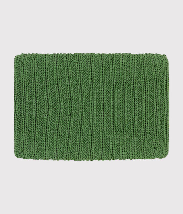Children's fleece-lined knitted snood green