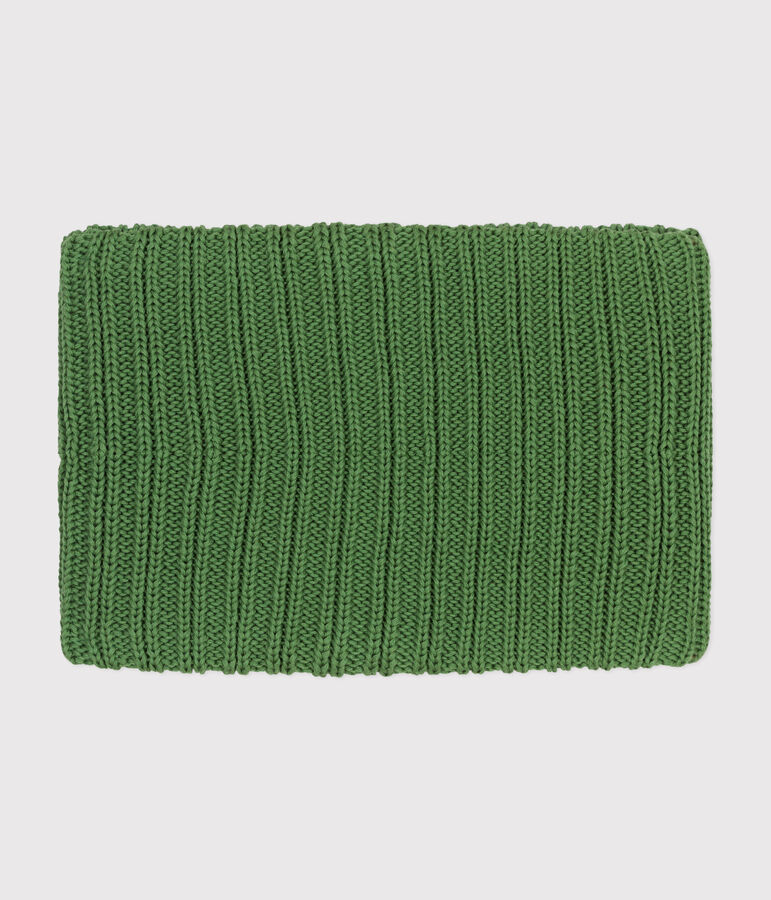 Children's fleece-lined knitted snood green