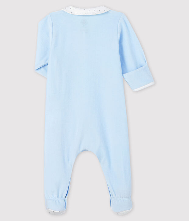 Baby Boys' Blue Velour Sleepsuit with Collar FRAICHEUR