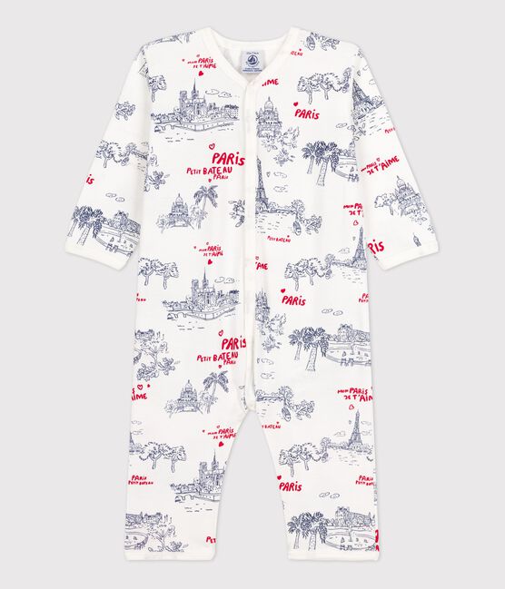 Babies' Paris Themed Footless Cotton Sleepsuit MARSHMALLOW white/MULTICO white
