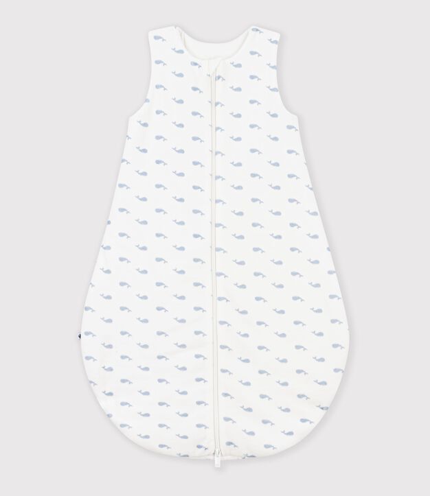 Babies' 3 TOG whale-print corduroy sleeping bag blue/blue
